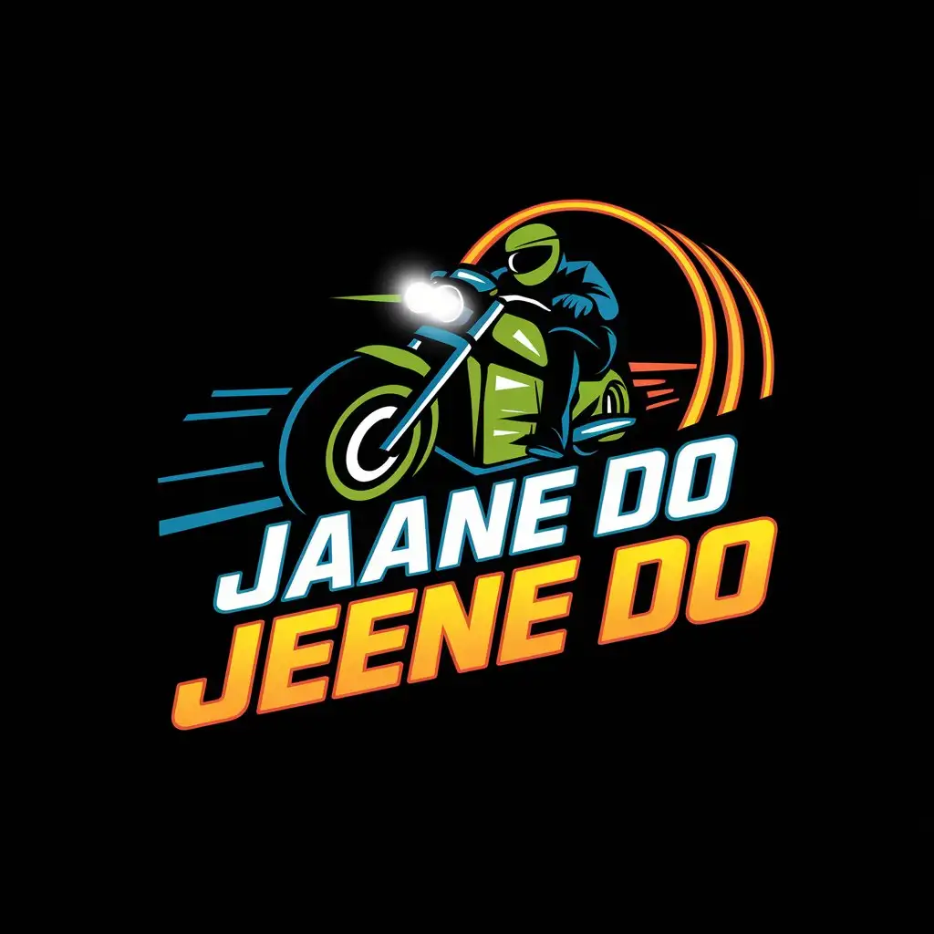 LOGO Design for JAANE DO JEENE DO Bold Colorful Neon Adventure Motorcycle Theme