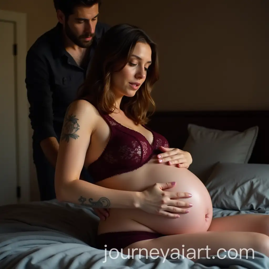 Pregnant-WomanAI-Art-Prompt-Expansion-Relaxing-in-Bed-with-Partner-Applying-Lotion