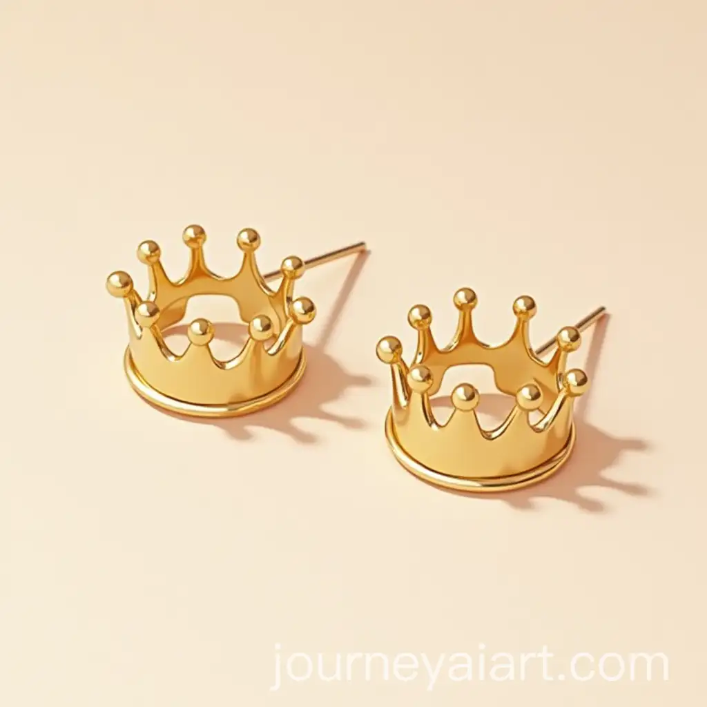 Anime-Style-Semi-Lily-Semi-Crown-Shaped-Golden-Stud-Jewelry