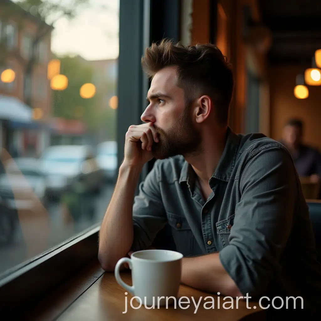 Man-Reflecting-on-Life-Choices-in-a-Coffee-Shop-with-Morning-Light