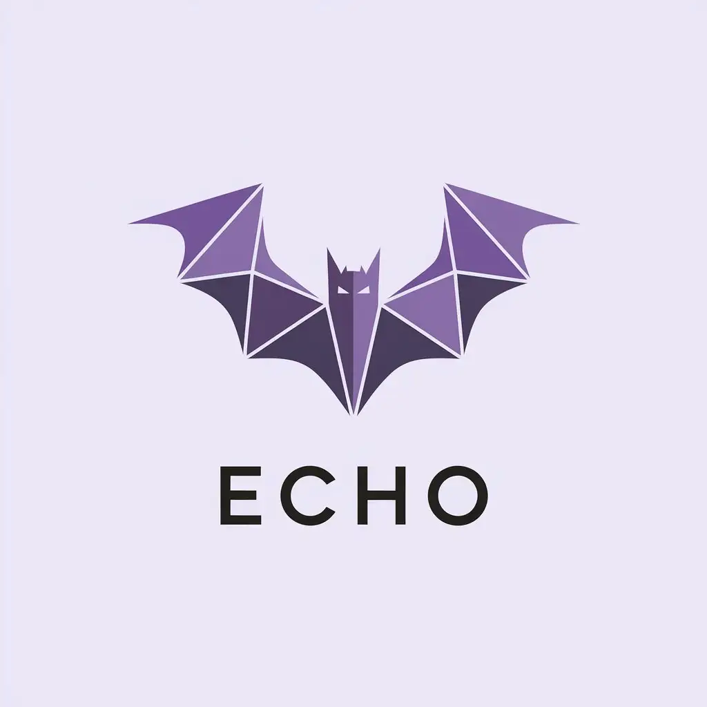 a vector logo design,with the text "Echo", main symbol:Purple bat,Minimalistic,be used in Internet industry,clear background