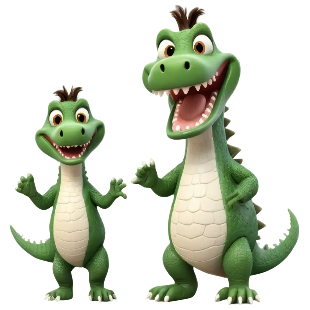 3D-PNG-Image-of-Male-and-Female-Crocodiles-Smiling-and-Raising-Little-Fingers