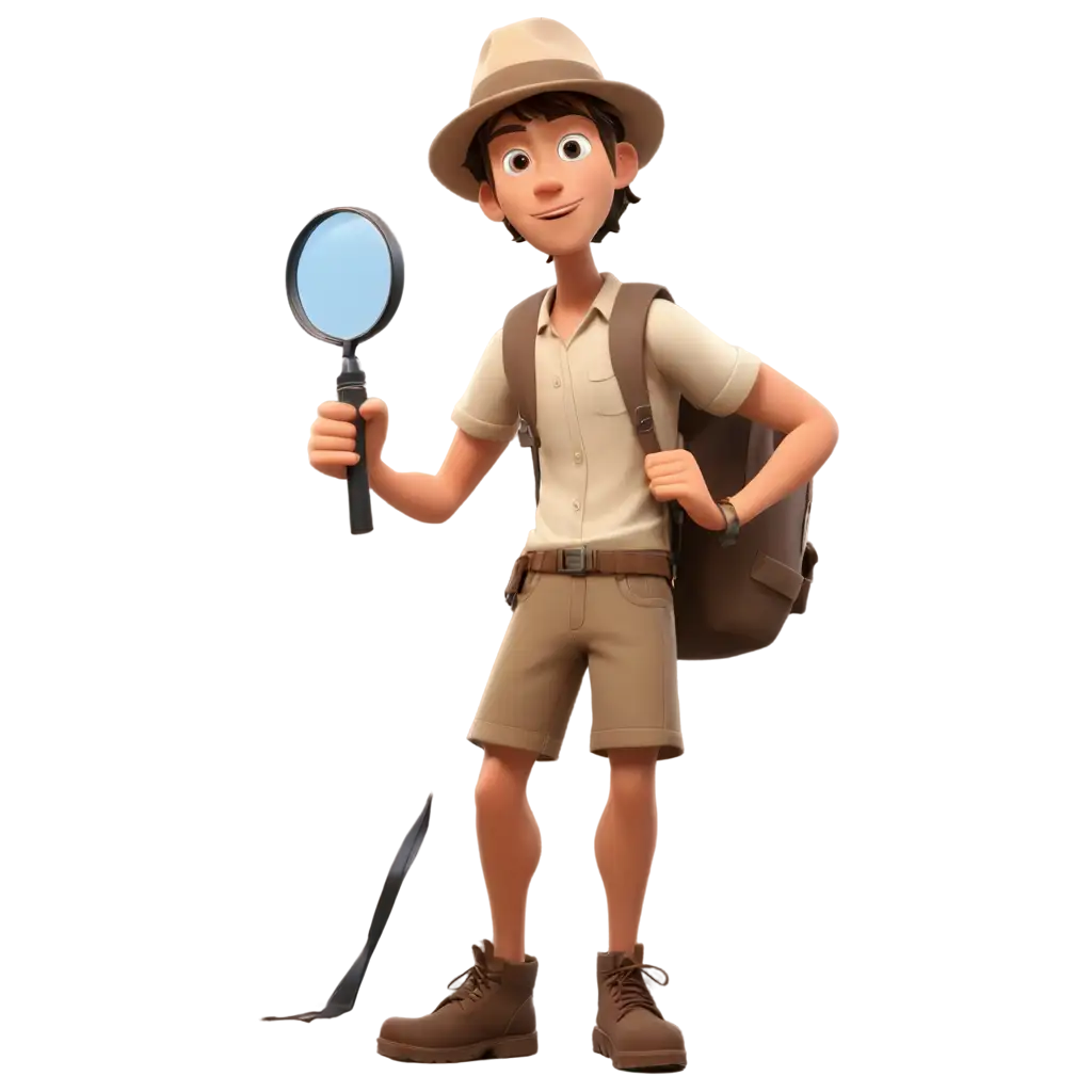 Cartoon-Explorer-PNG-Image-Dynamic-Young-Adventurer-with-Magnifying-Glass-and-Exploration-Tools