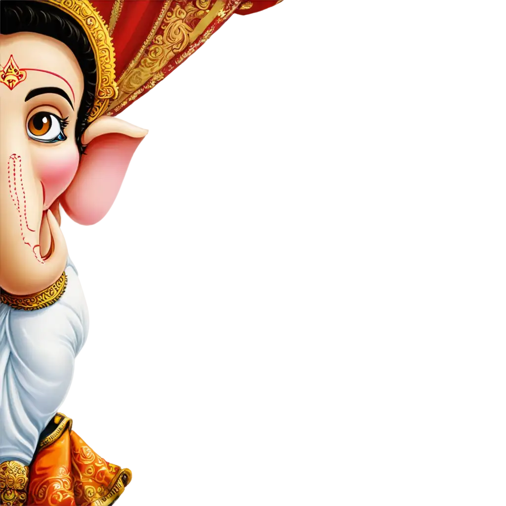 Ganpati Bappa doing curtains a side with a simple on face