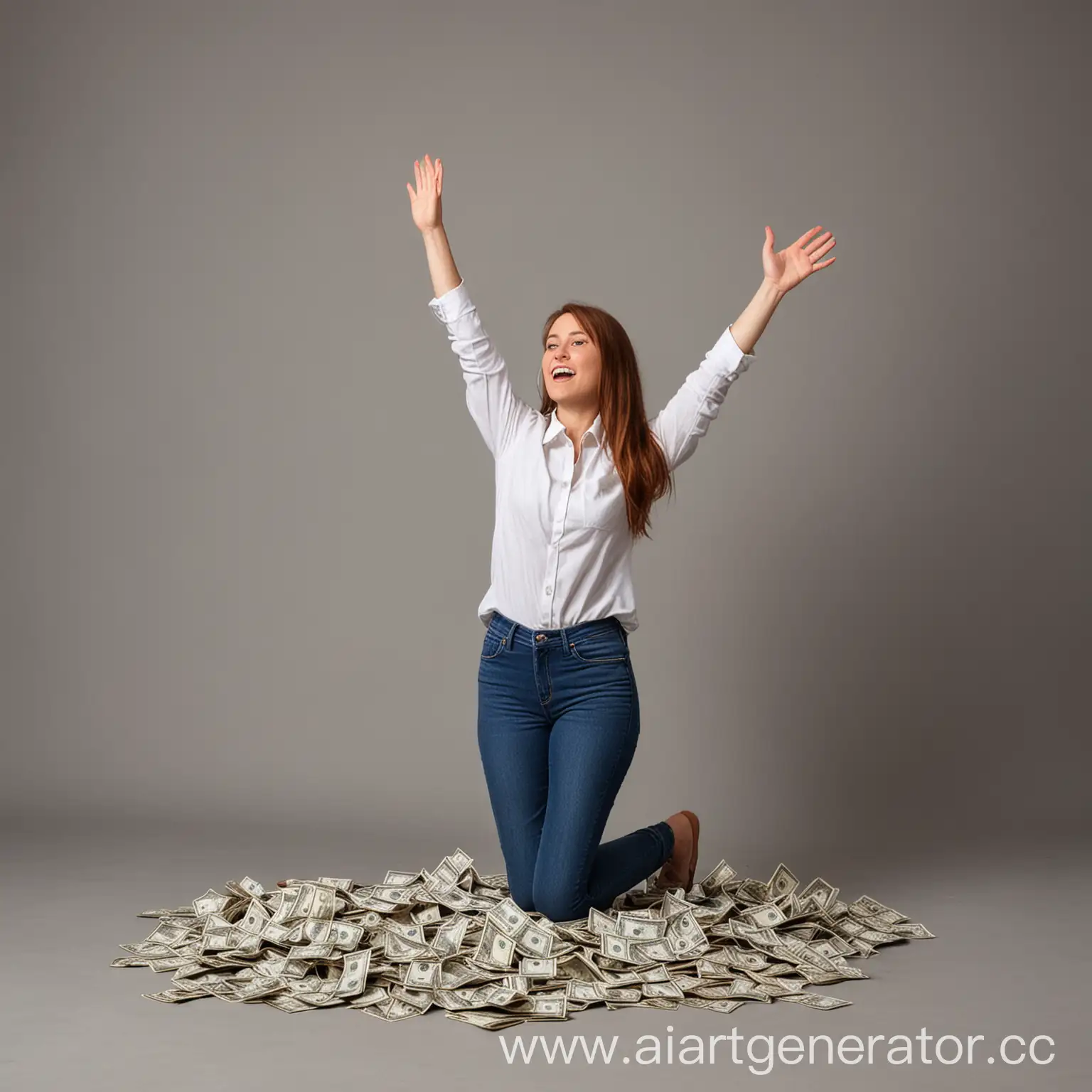 Person-Kneeling-Giving-Money-with-Hands-Raised