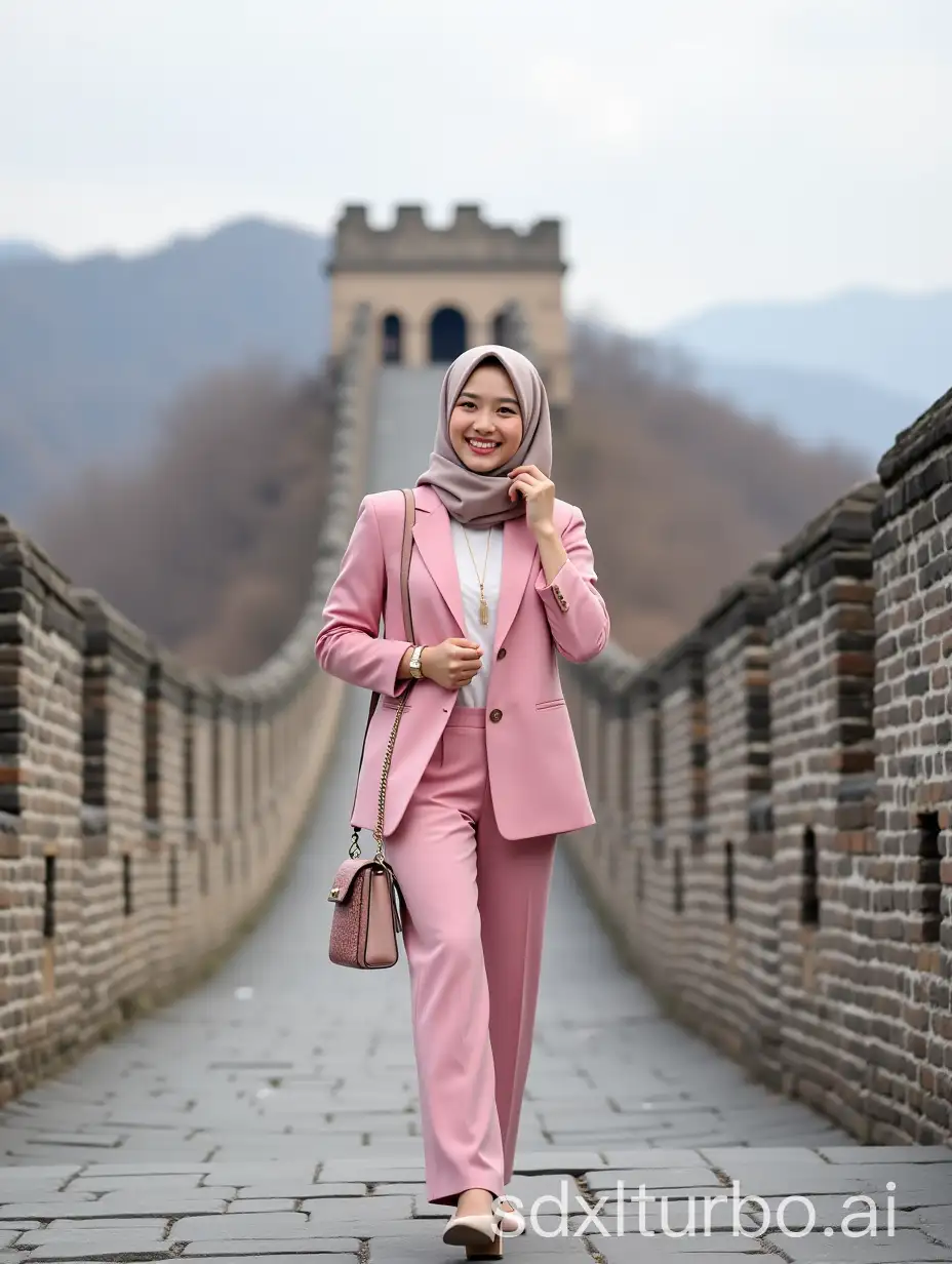 Elegant-Young-Korean-Hijab-Woman-at-the-Great-Wall-of-China