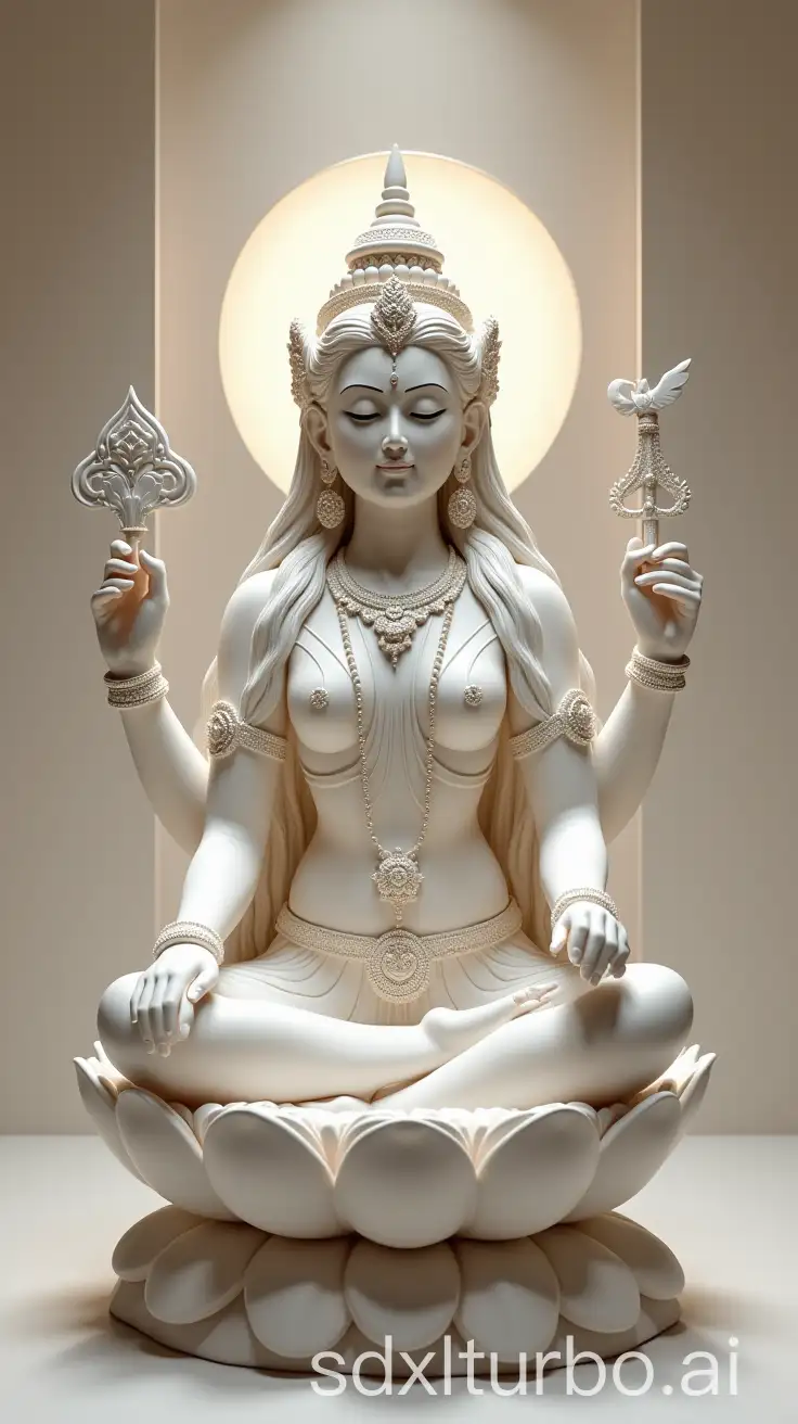 Divine-Serenity-Siddhidatri-Goddess-on-Lotus-with-Chakra-and-Shankh