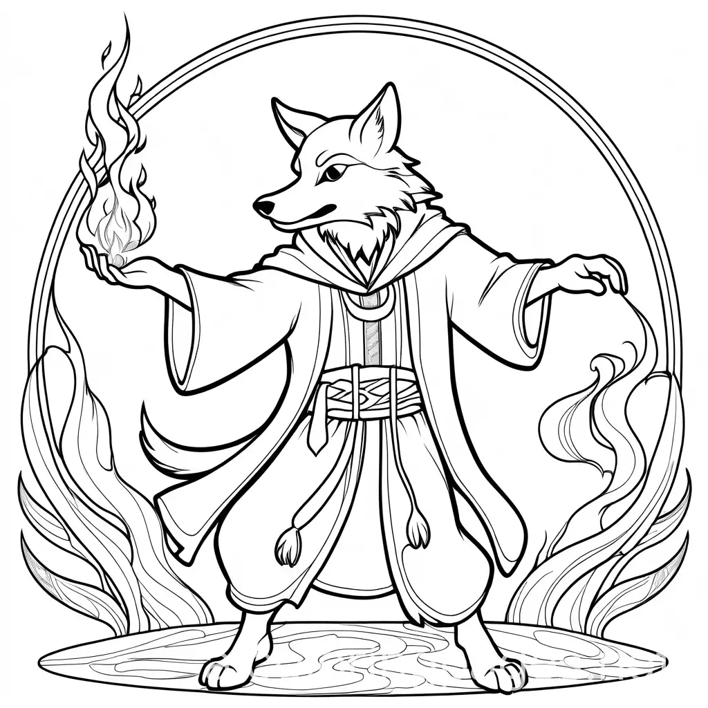 Wizard-Wolf-Casting-Fireball-Spell-Coloring-Page