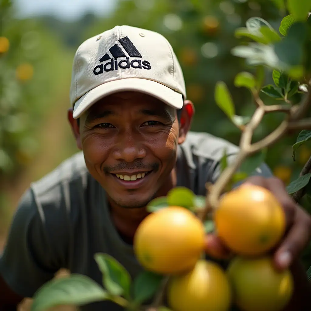 Indonesian-Man-Picking-Fruit-in-a-Sunlit-Orchard