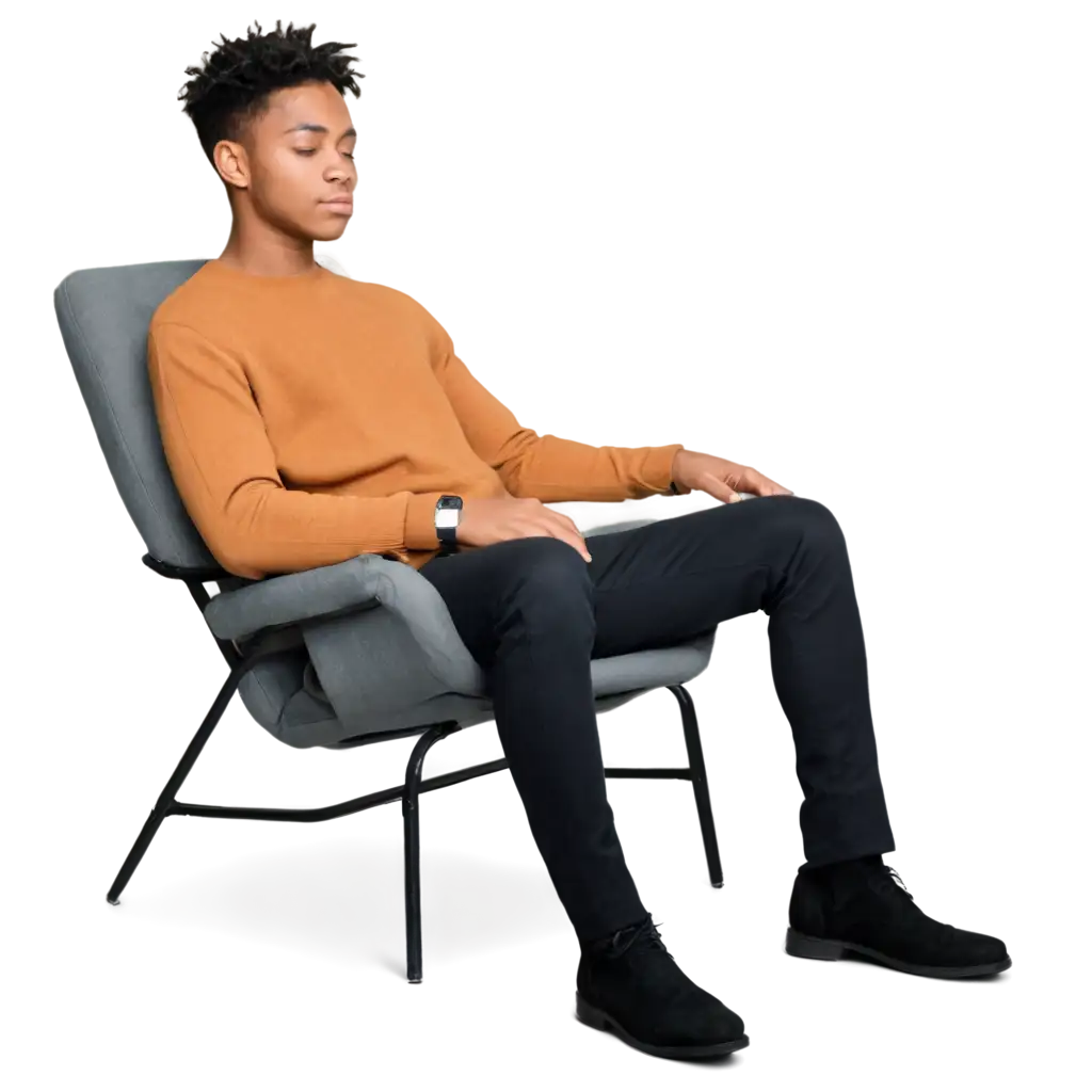 Young-Black-Man-in-a-Chair-HighQuality-PNG-Image-for-Creative-Use