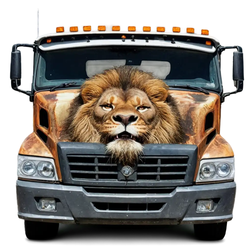 Roaring-Lion-Face-on-Truck-PNG-Image-Powerful-and-Striking-Artwork