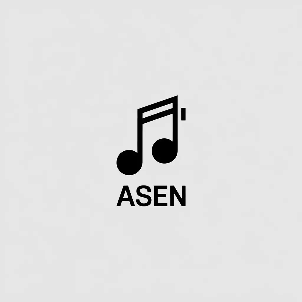 a vector logo design,with the text "Asen", main symbol:music,Minimalistic,be used in Entertainment industry,clear background