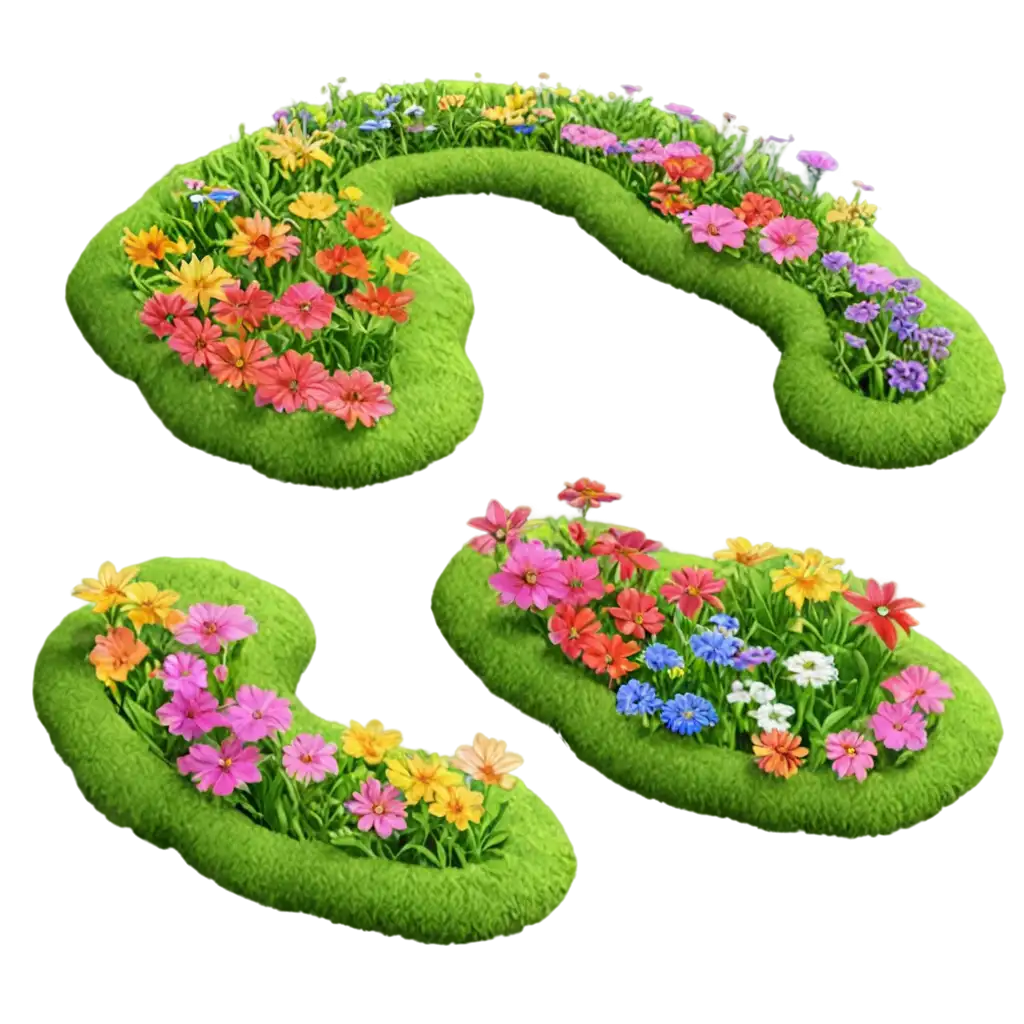 2D-Cartoon-Village-Garden-Flower-PNG-with-a-Variety-of-Colorful-Flowers-for-Creative-Projects