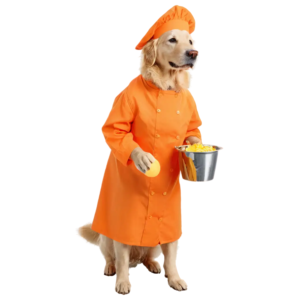 Delightful-Golden-Retriever-Dog-Making-Orange-Juice-in-Chefs-Outfit-PNG-Format