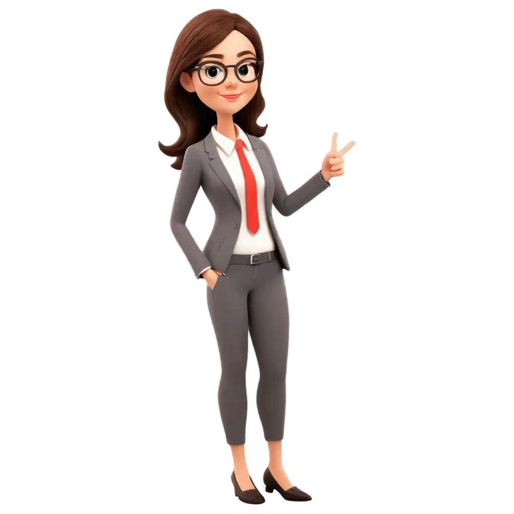 Cute-Female-Teacher-Cartoon-PNG-Charming-and-Clear-Illustration-Without-Glasses