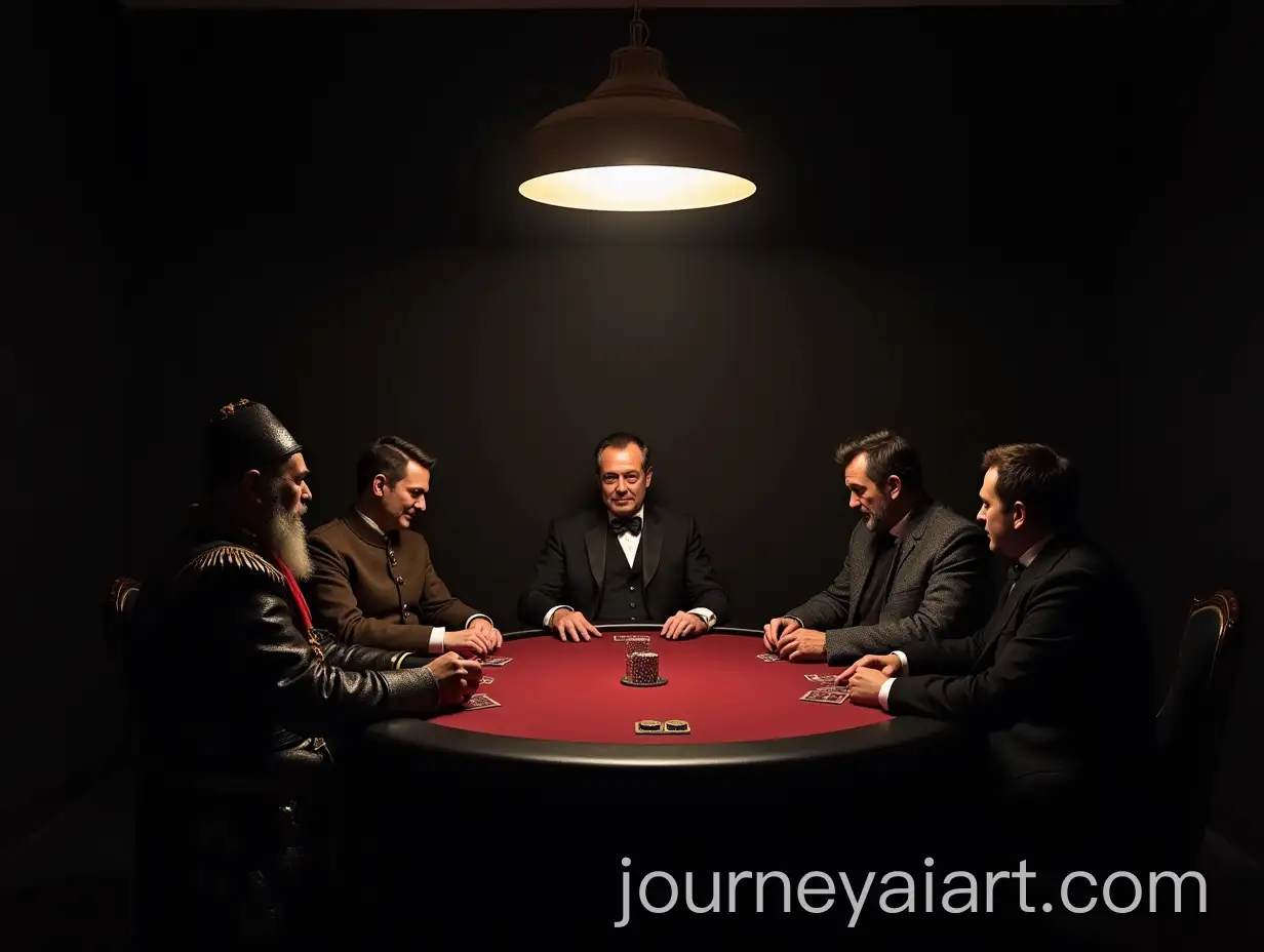 Historical-Leaders-Playing-Poker-in-a-Dark-Room