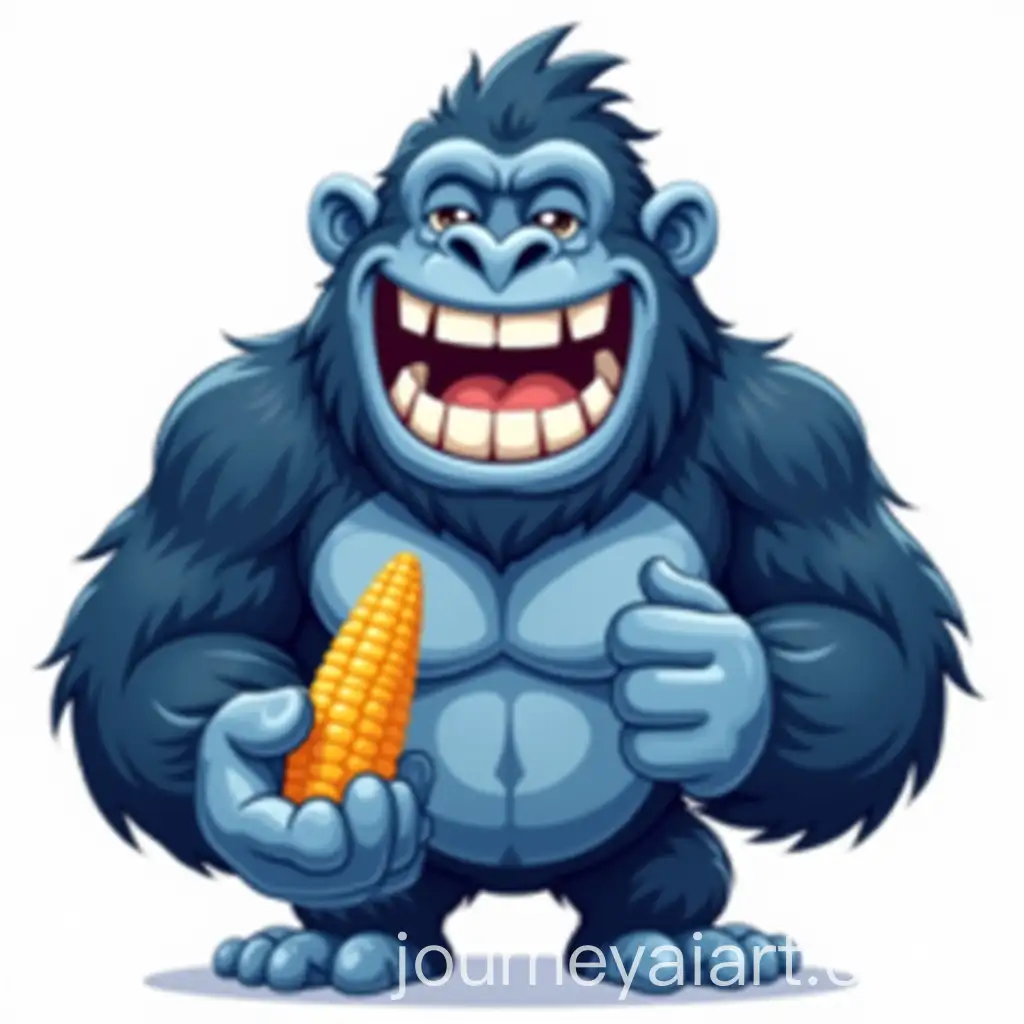 Cartoon-Gorilla-Mascot-Holding-Golden-Corn-Puff-Snack