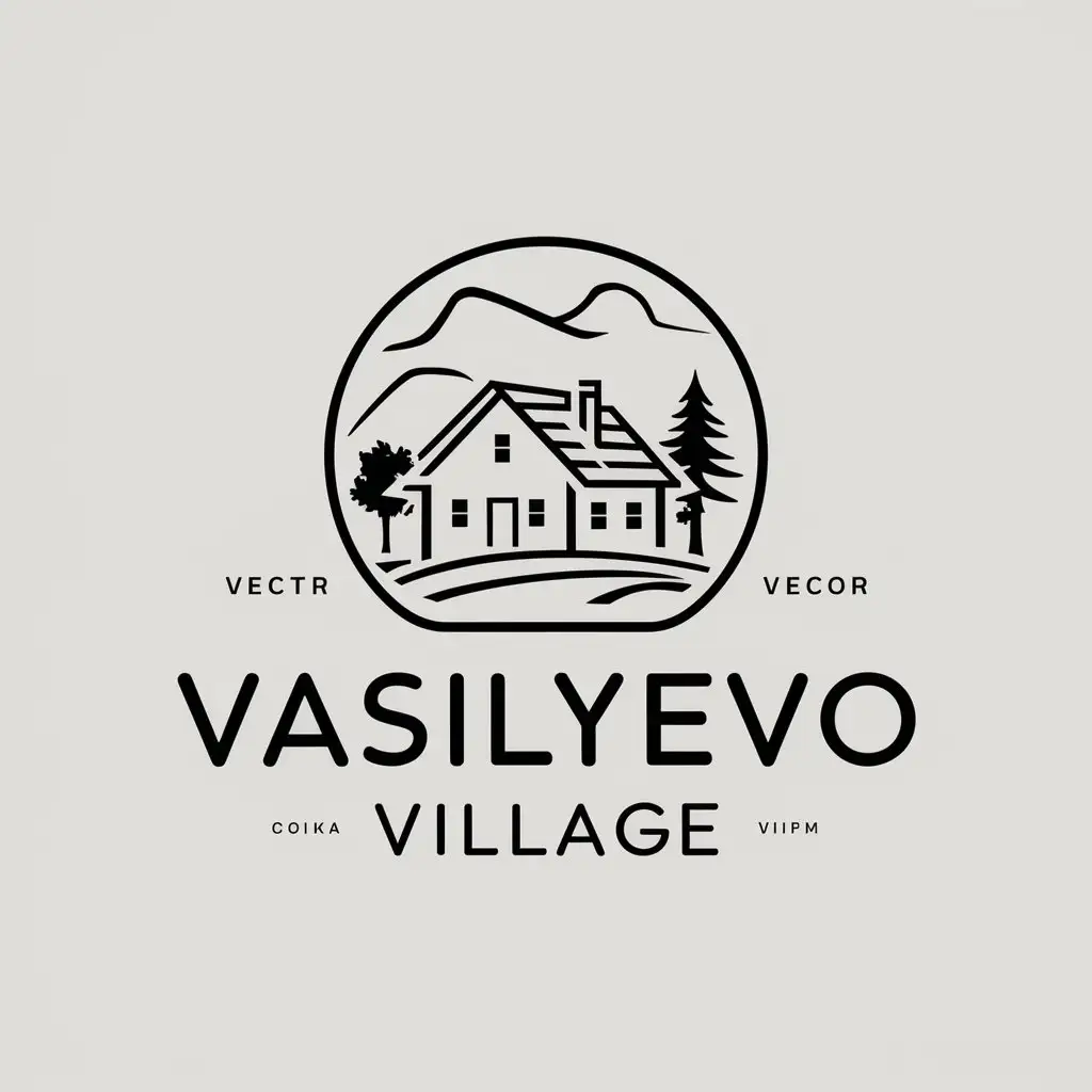 a vector logo design,with the text "vasilyevo village", main symbol:village,complex,clear background