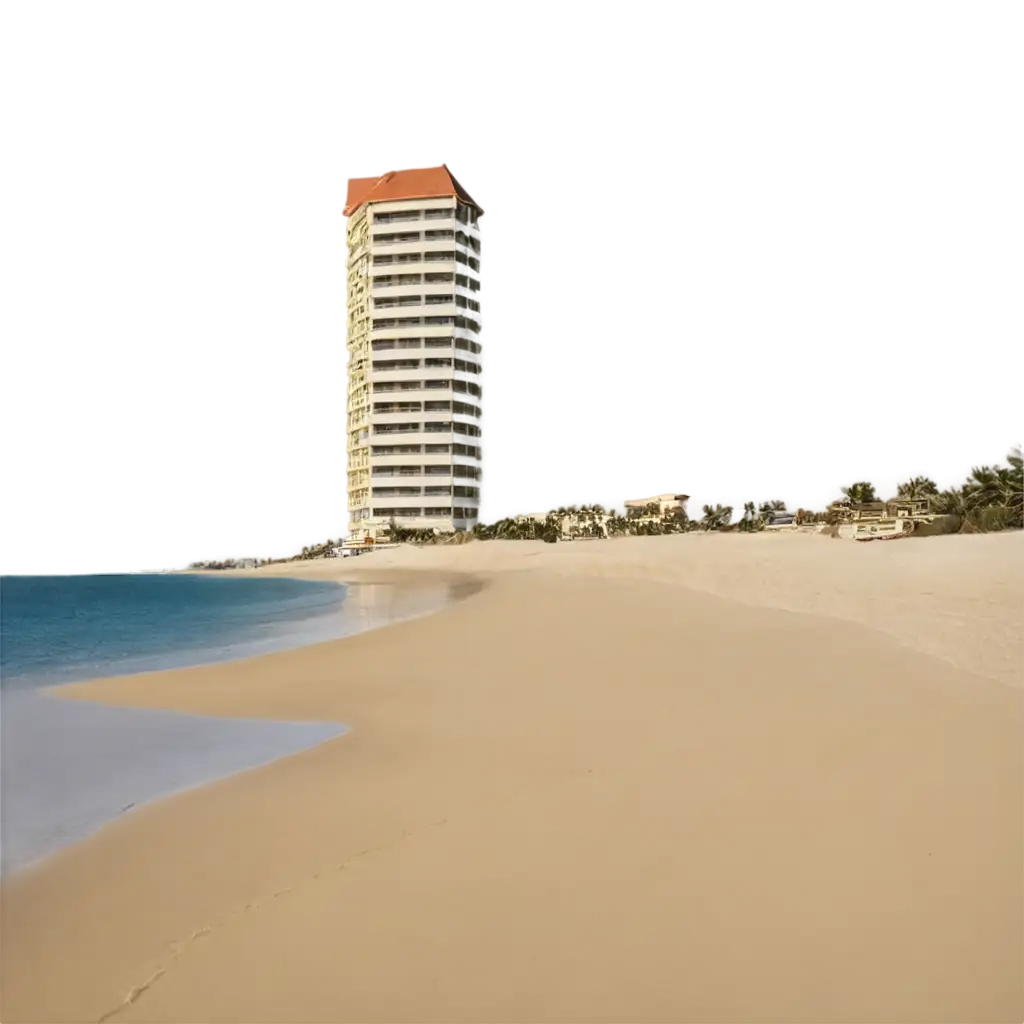 Hotel-Tower-on-a-Sandy-Beach-PNG-Image-HighQuality-Transparent-Background