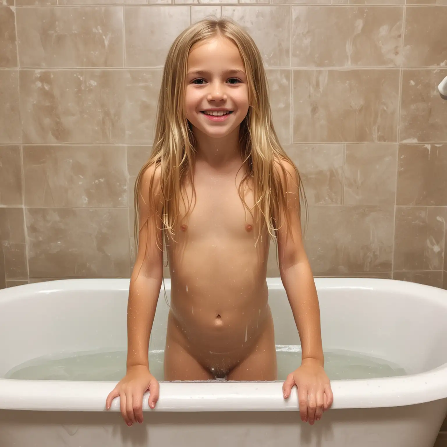 Young-Girl-with-Long-Blonde-Hair-Standing-in-Soapy-Bathtub