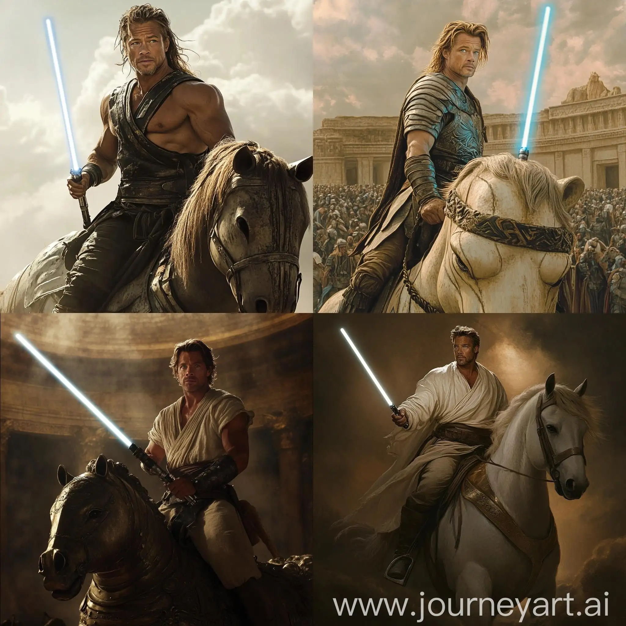 Brad-Pitt-Astride-a-Trojan-Horse-Wielding-a-Light-Saber