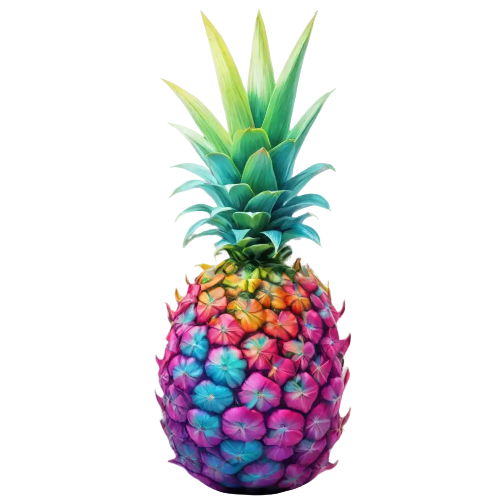 Whimsical-Realistic-PNG-Image-of-a-Colorful-Pineapple-in-Blue-Teal-Pink-and-Purple