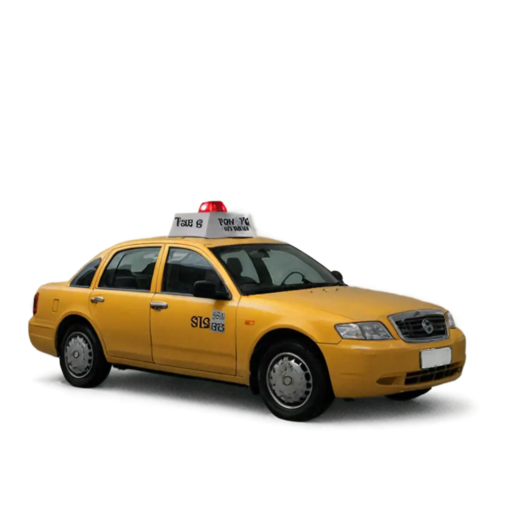 a yellow taxi is standing to the side