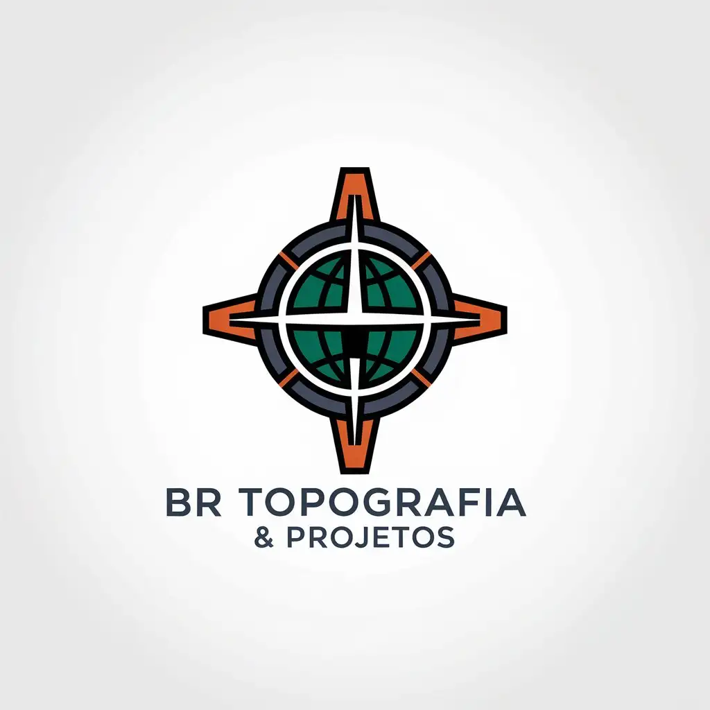 LOGO Design For BR Topografia Projetos Geodesy and North Symbol in Construction Industry