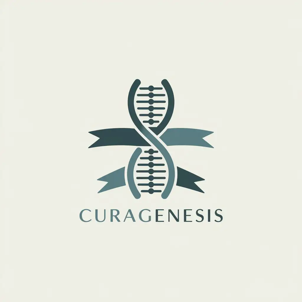 LOGO Design for Curagenesis Modern DNA Helix and Molecular Theme for Regenerative Medicine