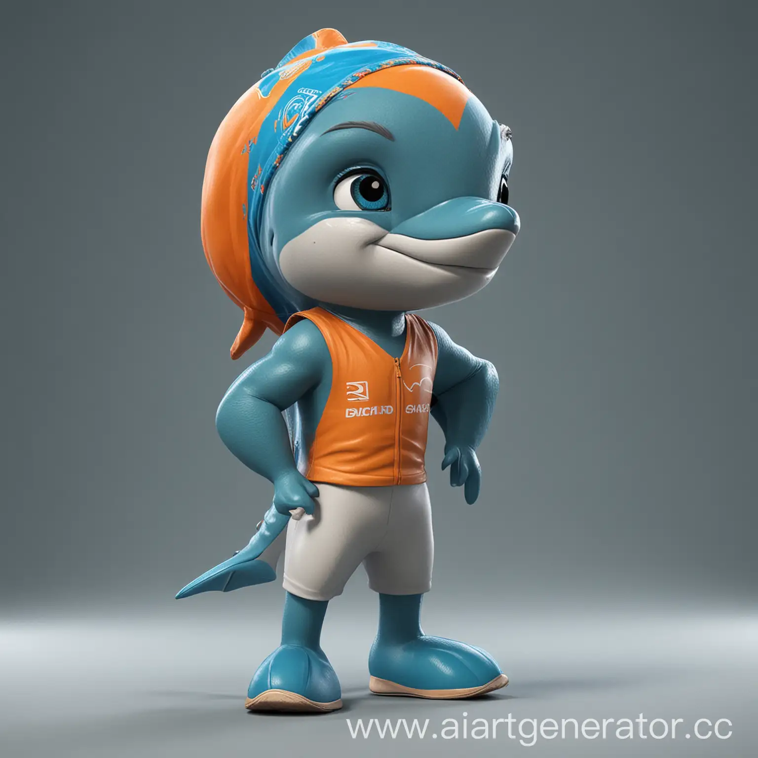 do a dolphin mascot for youth indian ocean games CJSOI which will be held in seychelles use all the information and knowledge you know about the games and host country to do the mascot and also provide a 3d downloadable version for use in blender make it look sporty in sport clothes and shoes use the best quality make if more male