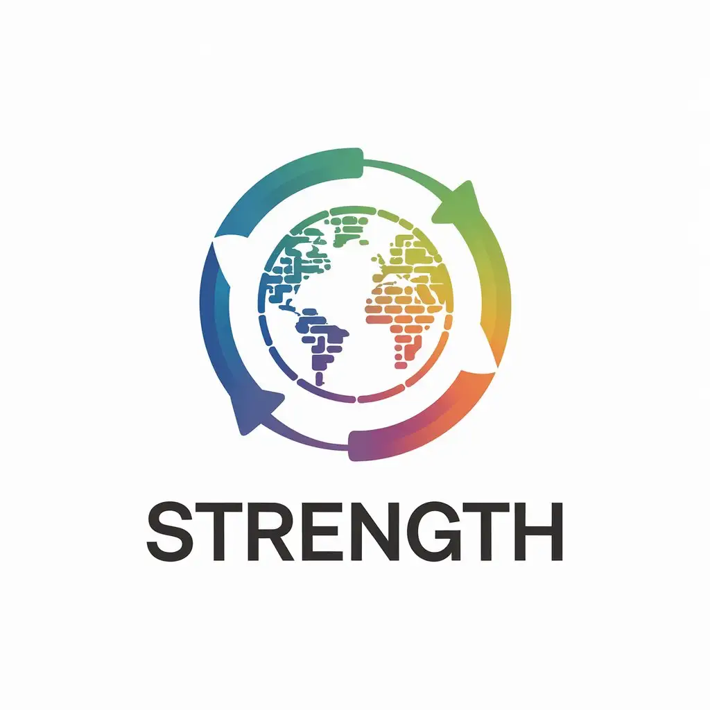 LOGO Design for Strength Earth Outline with Dynamic Arrows and Modern Font Scheme