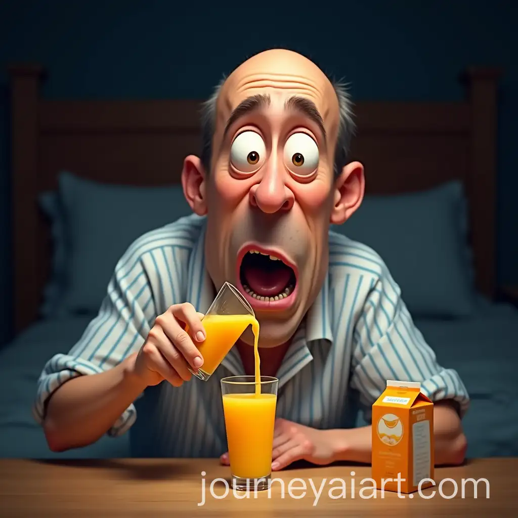 MiddleAged-Man-Enjoying-Freshly-Squeezed-Orange-Juice-in-Pajamas