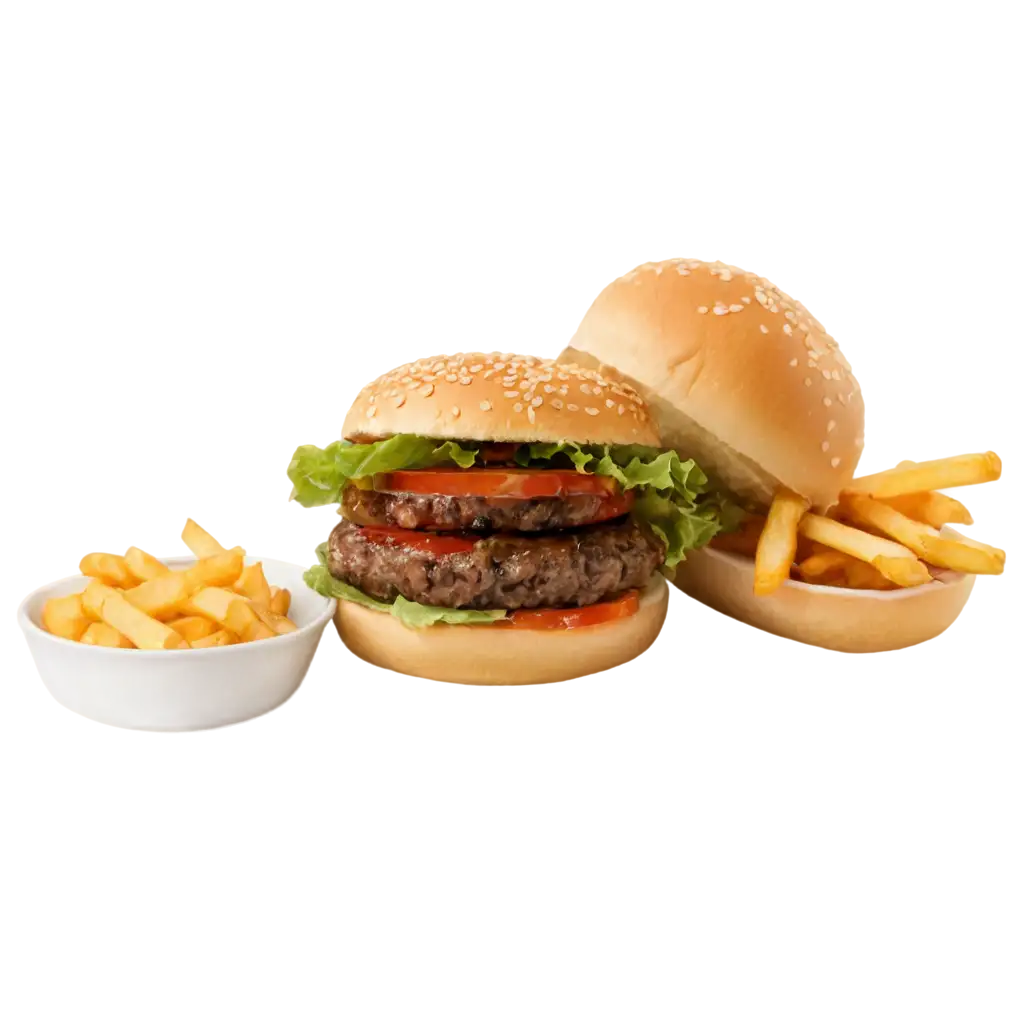 HighQuality-PNG-Image-of-a-Burger-Fries-for-Digital-and-Print-Use