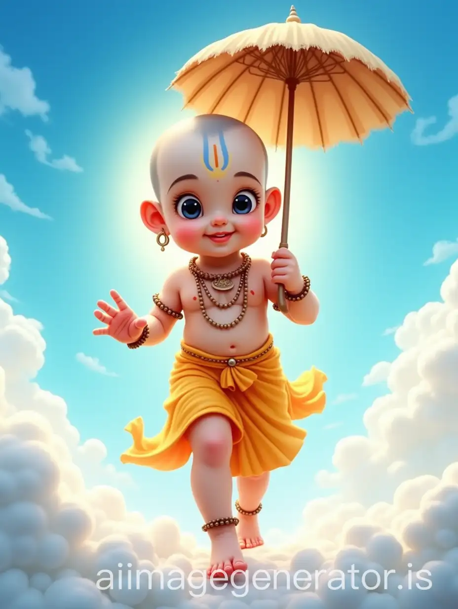 Child-Deity-in-Bright-Golden-Robes-Walking-Above-Clouds