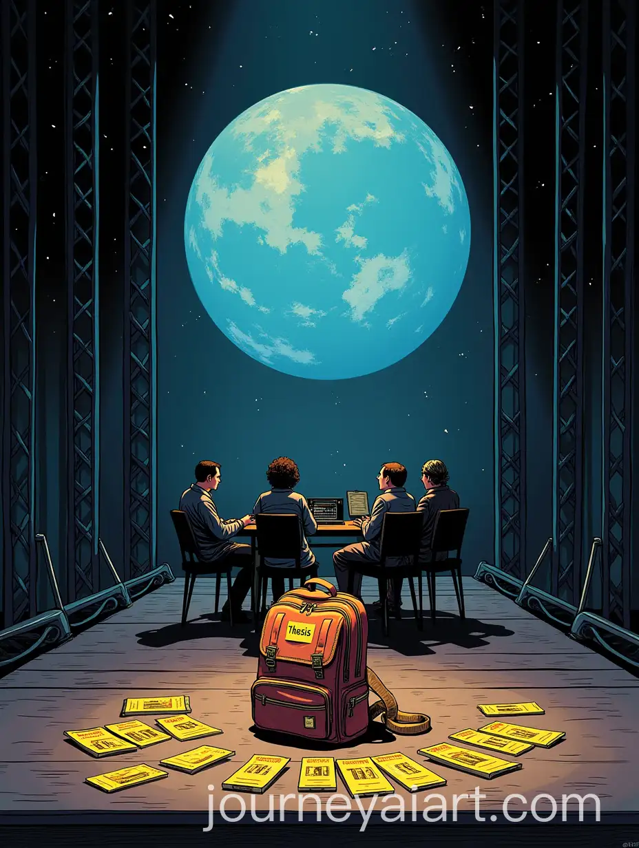 Theatrical-Stage-Design-with-Choir-Piano-and-Yellow-Cassette-Tapes