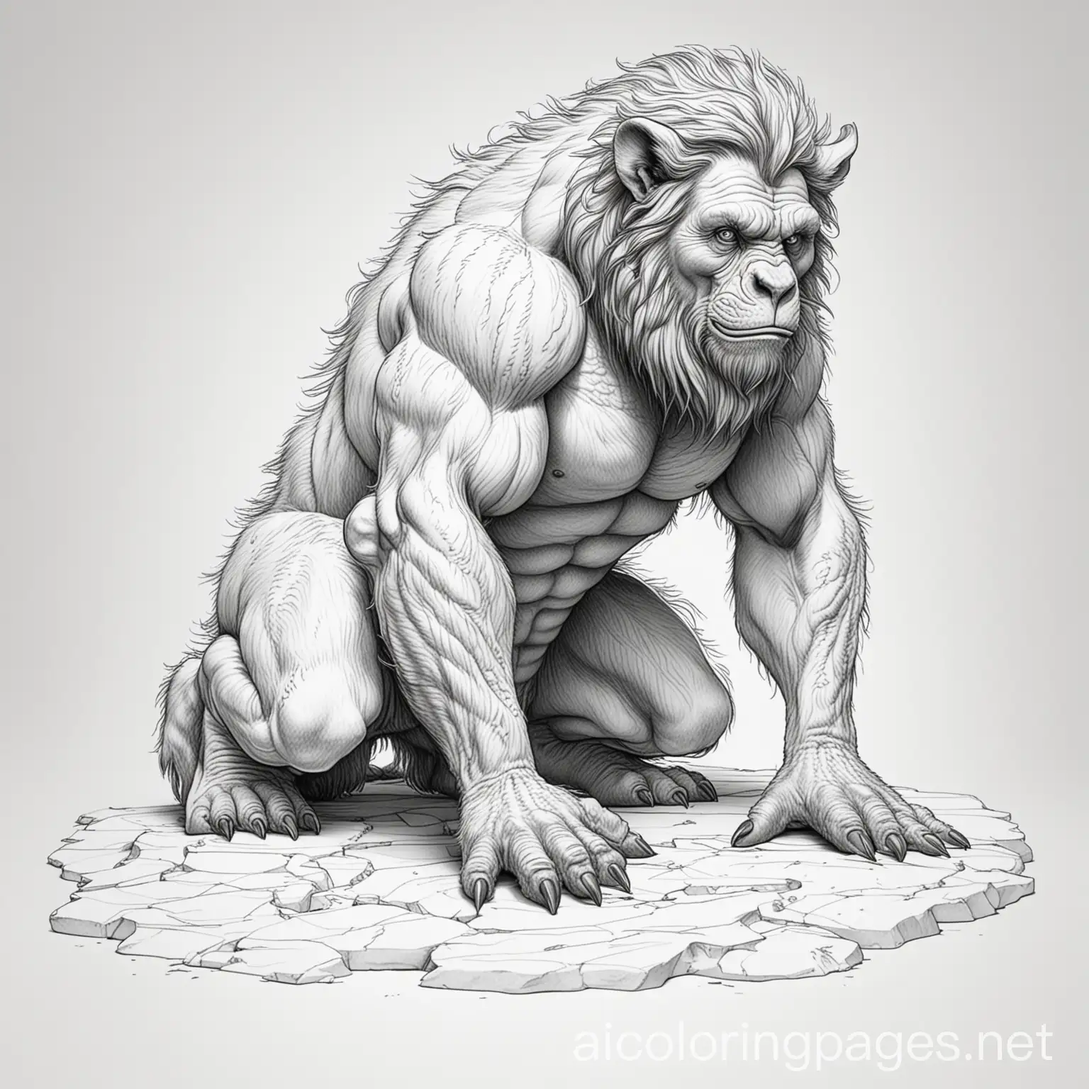 Primitive-Hairy-Beast-Etienne-LeBeau-Crouching-Coloring-Page-for-Kids