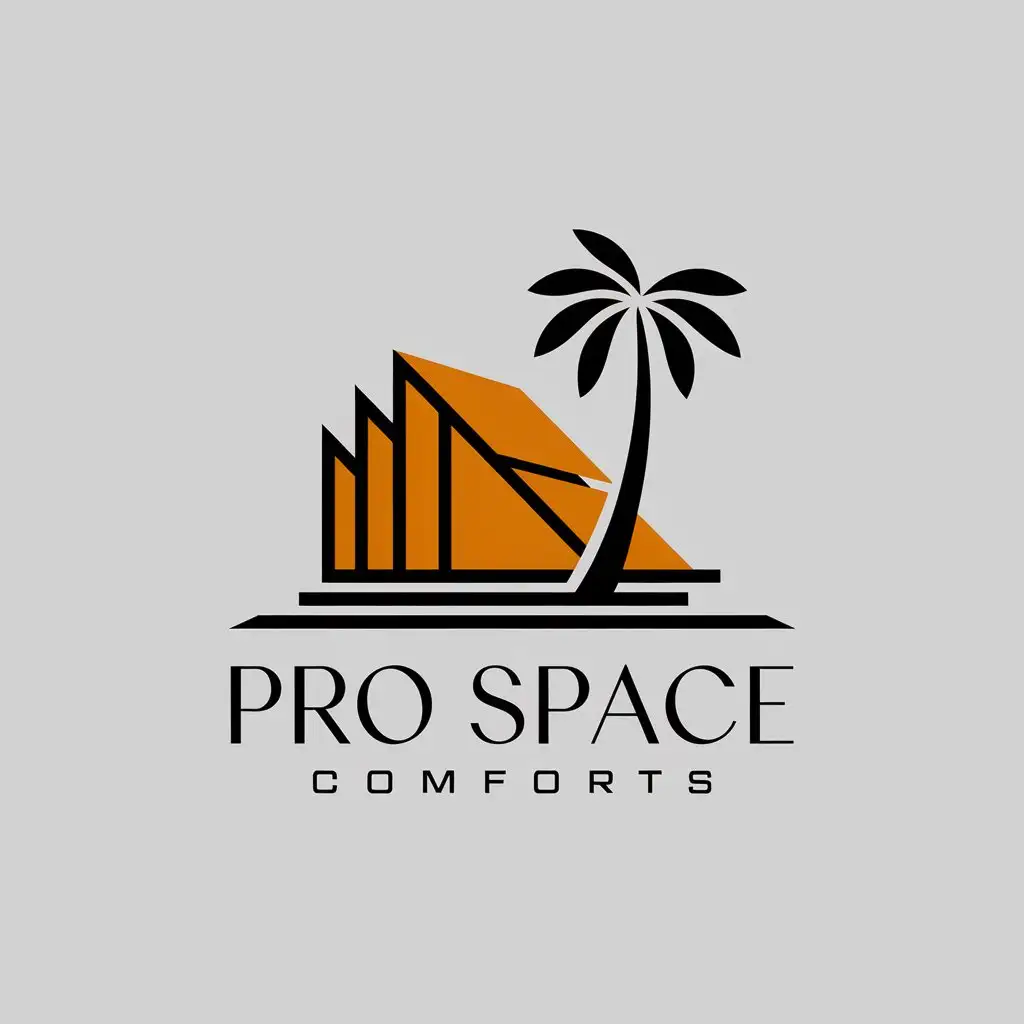 LOGO Design for Pro Space Comforts Modern Classy with Orange Grey Brown and Blue Elements