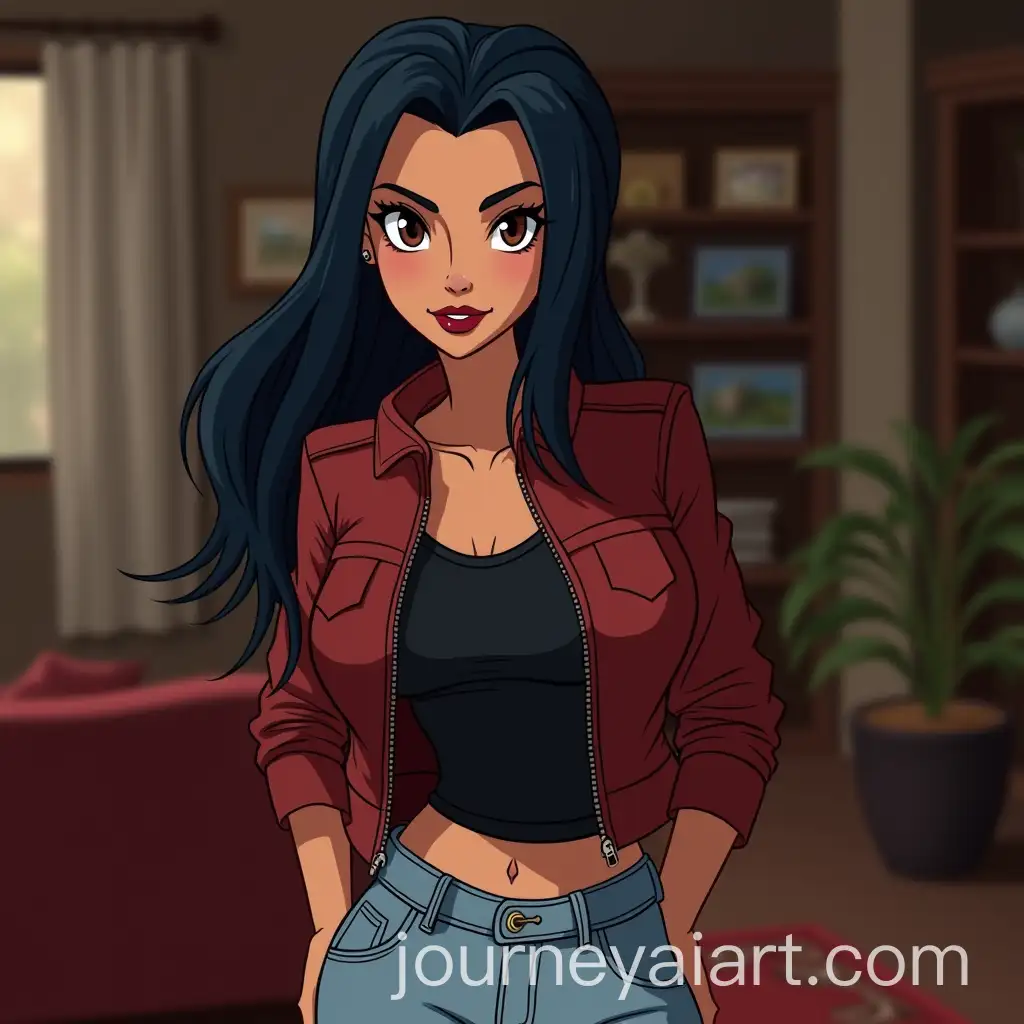 Elisa-Maza-from-Gargoyles-in-a-Living-Room-Barefoot-with-Red-Nail-Polish