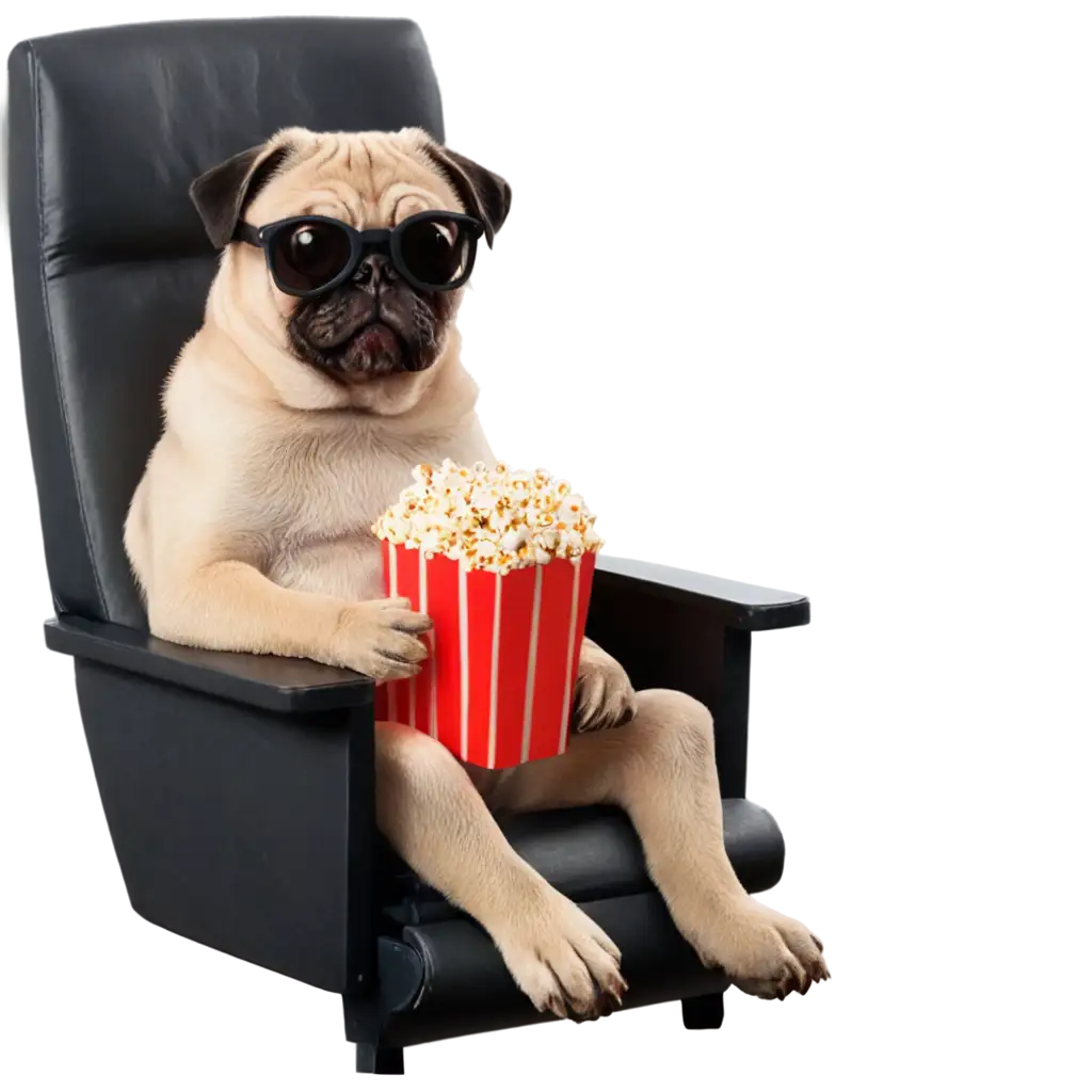 PNG-Image-OptimizationPug-Dog-with-3D-Glasses-Eating-Popcorn-at-the-Movies-PNG-Realistic-Dog-Cinema-Experience
