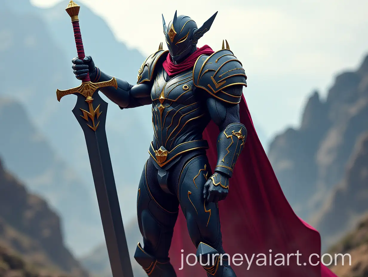 Futuristic-Barca-Football-Club-Warrior-in-Maroon-Armor-with-Sword