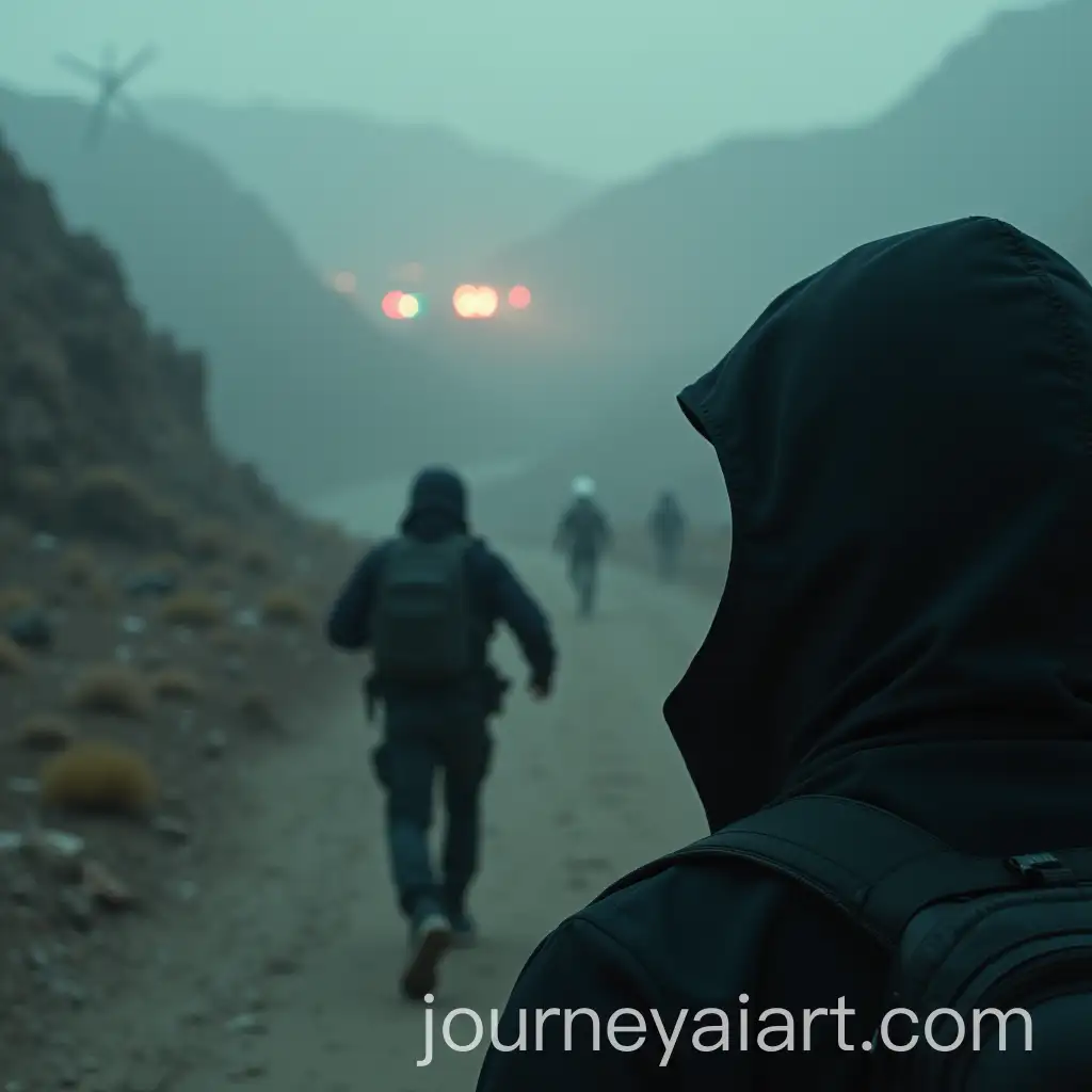 Cyberpunk-Desert-Pursuit-A-Chase-Between-Fugitive-and-Police-in-a-Futuristic-Wasteland