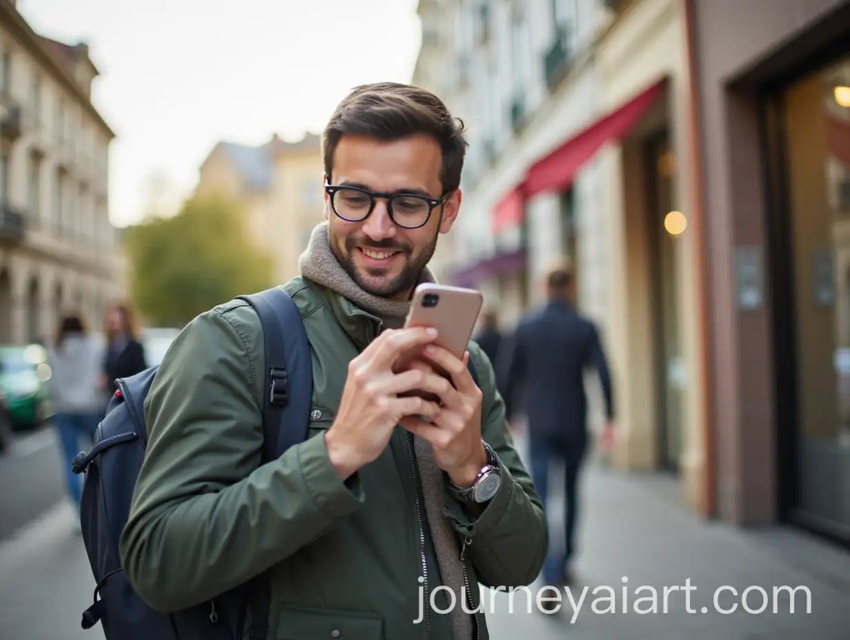 Traveler-Using-Cellphone-in-Europe