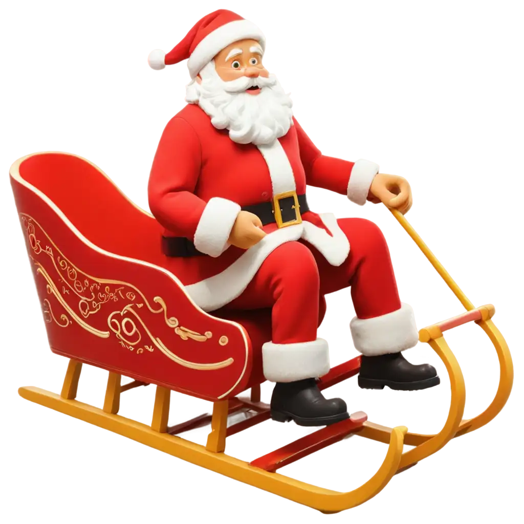 Stylized-Santa-Claus-Sitting-on-a-Sled-PNG-Image-for-HolidayThemed-Designs