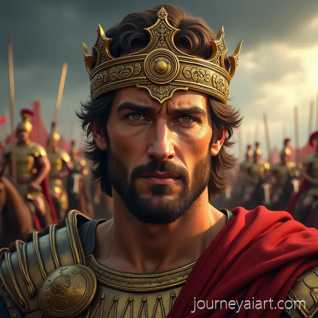 Regal-Portrait-of-Alexander-the-Great-in-Ancient-Macedonian-Armor-with-Battle-Scene