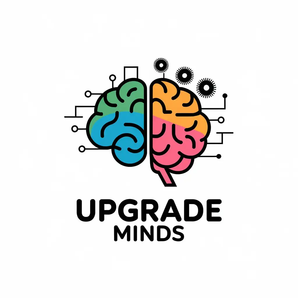 LOGO Design for Upgrade Minds Colorful Brain Symbol with Innovative Upgrades for Education Industry