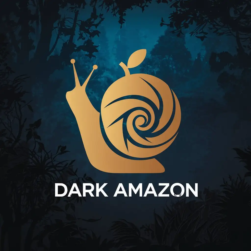 LOGO Design for Dark Amazon Apple Snail and Deep Forest Elements in a Minimalistic Style