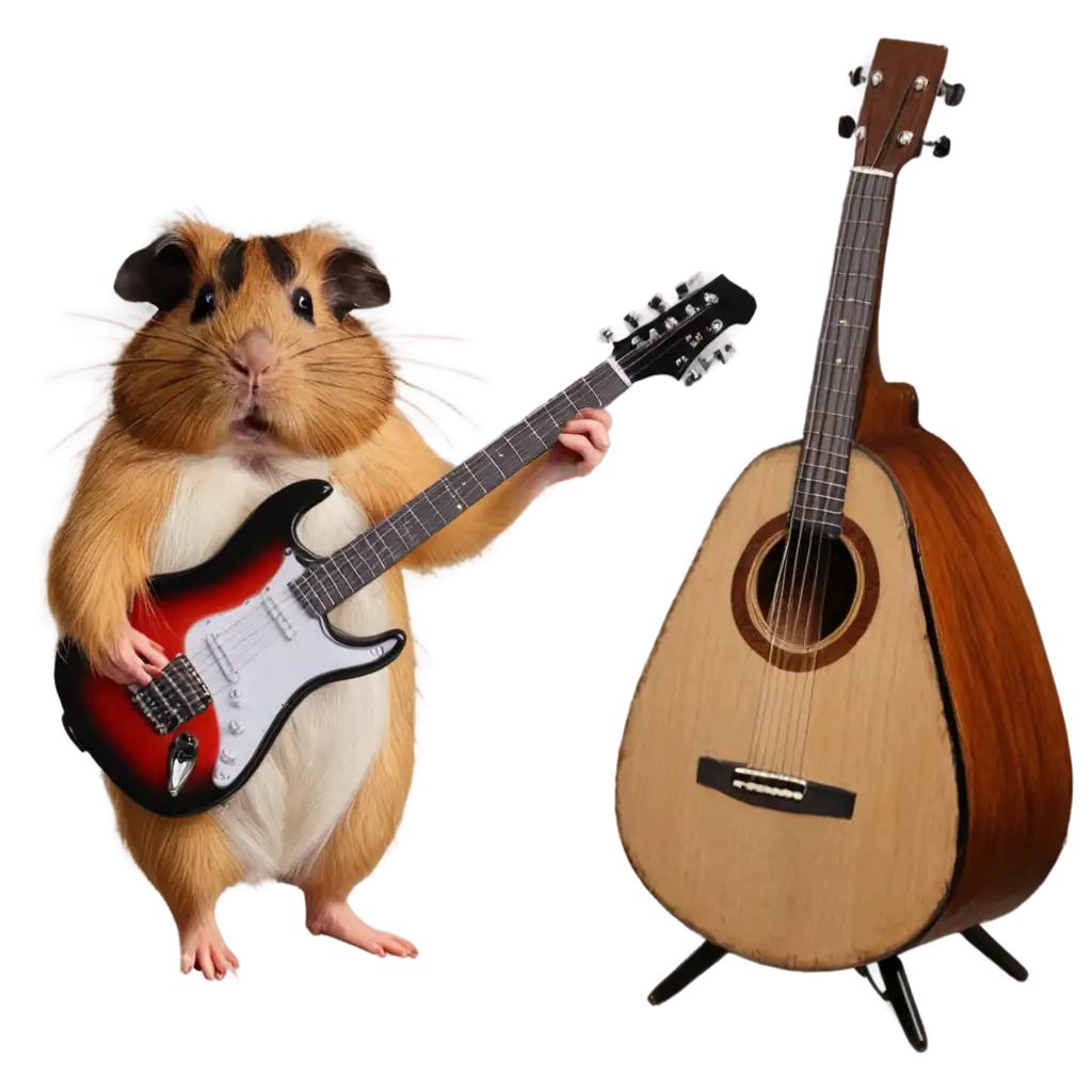 Spotted-Guinea-Pig-Band-PNG-Image-of-Guitarist-Drummer-and-Vocalist-Guinea-Pigs