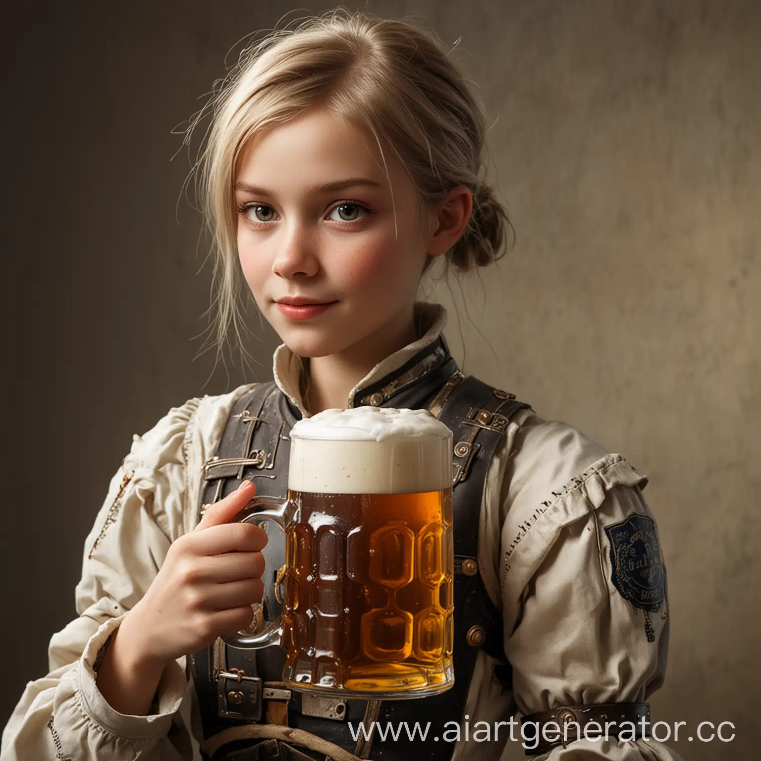 Young-Woman-Enjoying-a-Mug-of-Beer