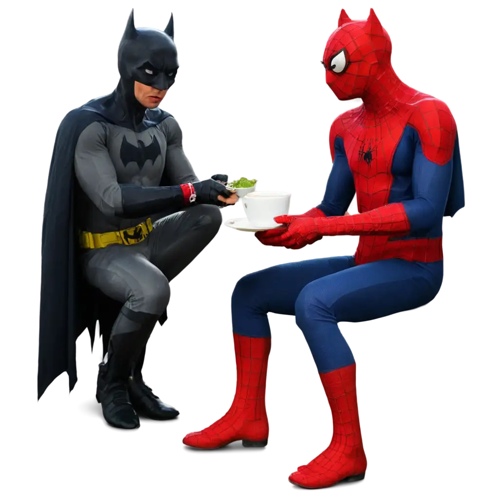 Batman-and-Spiderman-Together-in-India-Drinking-Tea-HighQuality-PNG-Image