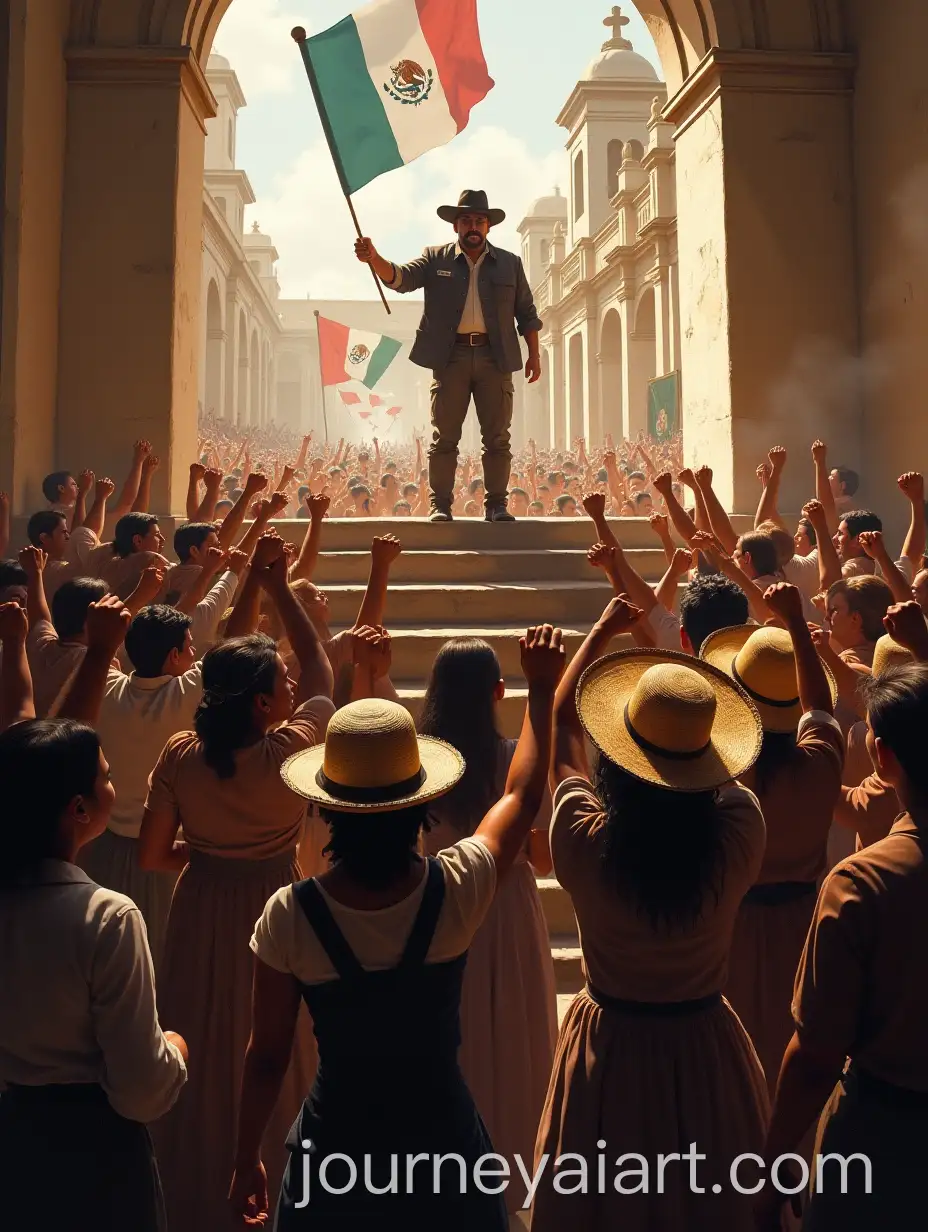 Mexican-Independence-Crowd-Cheering-Hidalgo-on-Church-Steps